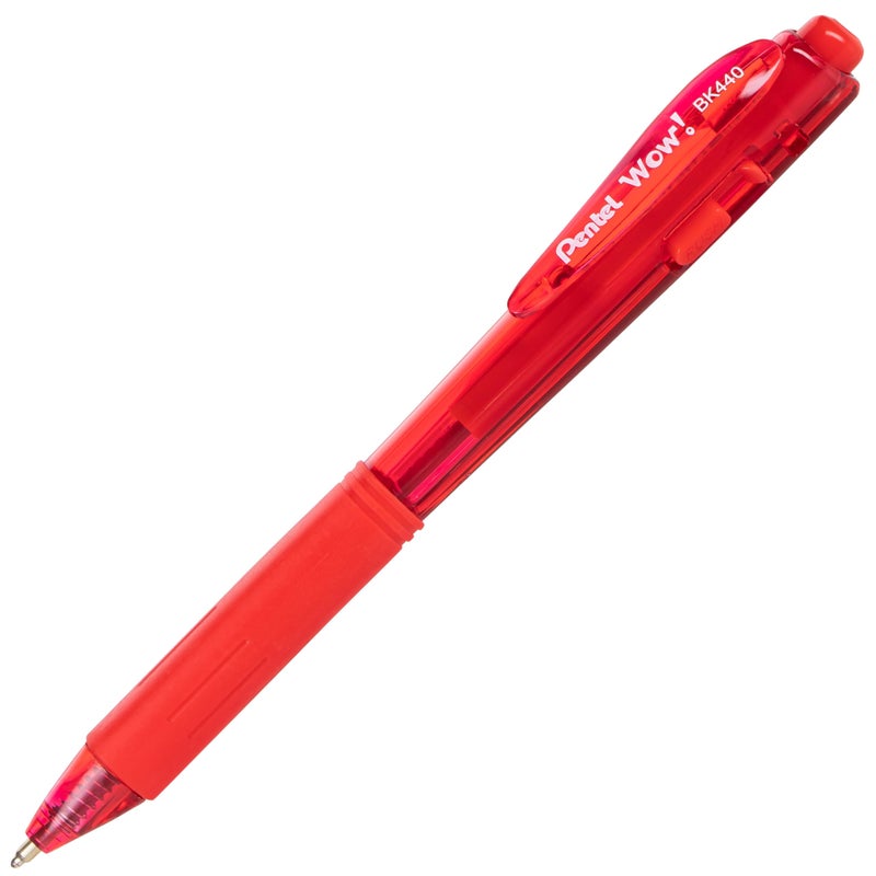 Pentel قلم حبر جاف قابل للسحب من بنتل Wow!، (1.0 مم)، خط متوسط، حبر أحمر، علبة من 12 (BK440-B) - Image 2
